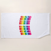 Aangepaste naam tekst monogram regenboog wit strandlaken (Voorkant)