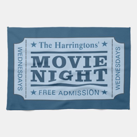 Aangepaste naam & tekst "Movie Ticket" handdoek (Horizontaal)