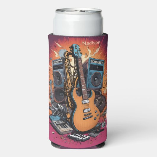 Aangepaste naam & tekst Muziekinstrumenten Seltzer Blikjeskoeler (Seltzer Achterkant)