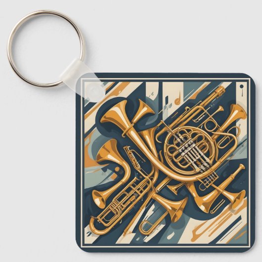 Aangepaste naam / tekst Muziekinstrumenten Sleutelhanger (Voorkant)