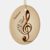 Aangepaste naam & tekst muzieksleutel noot keramisch ornament (Rechts)