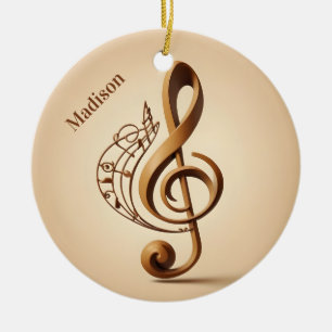 Aangepaste naam & tekst muzieksleutel noot keramisch ornament