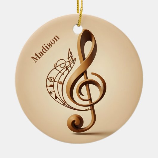 Aangepaste naam & tekst muzieksleutel noot keramisch ornament (Voorkant)