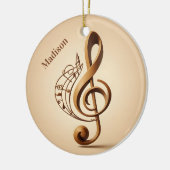 Aangepaste naam & tekst muzieksleutel noot keramisch ornament (Links)
