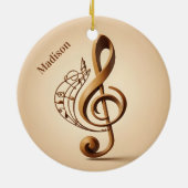 Aangepaste naam & tekst muzieksleutel noot keramisch ornament (Achterkant)