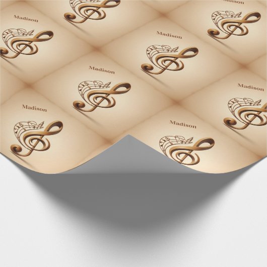 Aangepaste naam & tekst Muzikale Clef Note Cadeaupapier (Hoek)