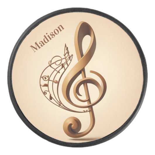 Aangepaste naam & tekst Muzikale Clef Note Hockey Puck (Voorkant)