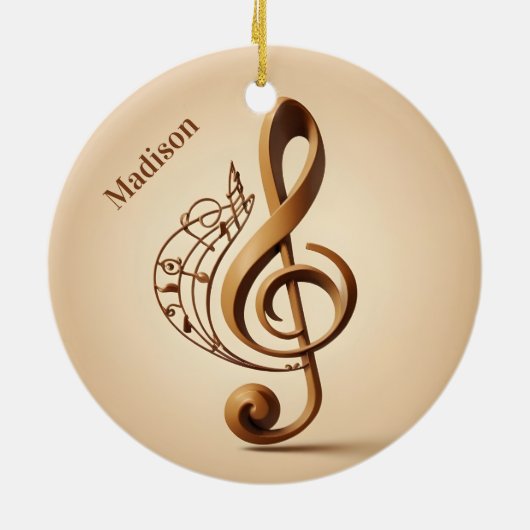 Aangepaste naam & tekst Muzikale Clef Note Keramisch Ornament (Achterkant)