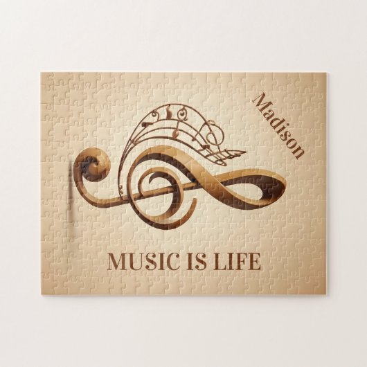 Aangepaste naam & tekst Muzikale Clef Note Legpuzzel (Horizontaal)