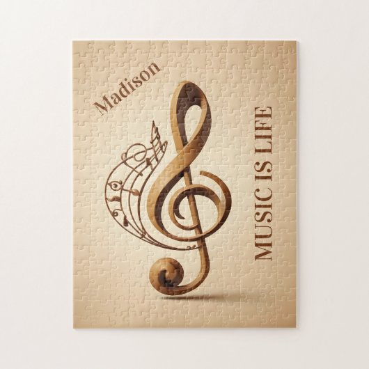 Aangepaste naam & tekst Muzikale Clef Note Legpuzzel (Verticaal)