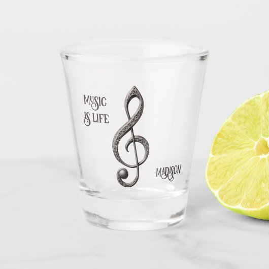 Aangepaste naam & tekst Muzikale Clef Note Shot Glas (Voorkant)