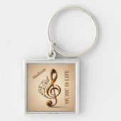 Aangepaste naam & tekst Muzikale Clef Note Sleutelhanger (Voorkant)