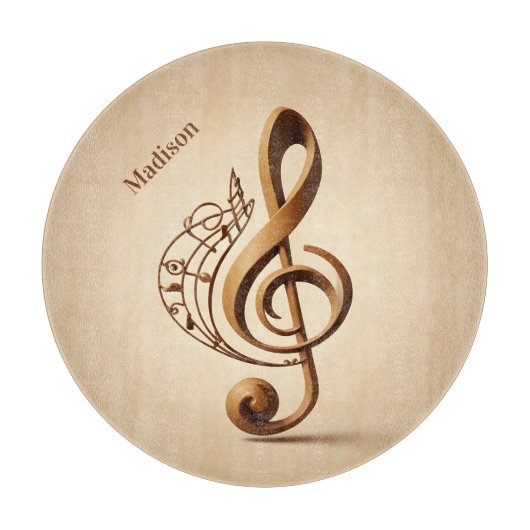 Aangepaste naam & tekst Muzikale Clef Note Snijplank (Voorkant)