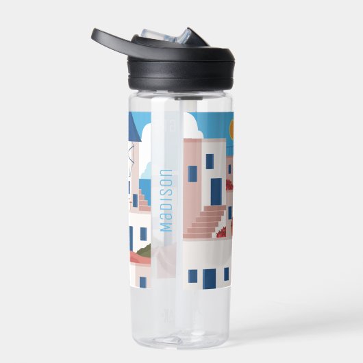 Aangepaste naam & tekst Mykonos Griekenland Waterfles (Rechts)