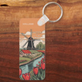Aangepaste Naam & Tekst Nederland Windmolens Sleutelhanger (Achterkant)