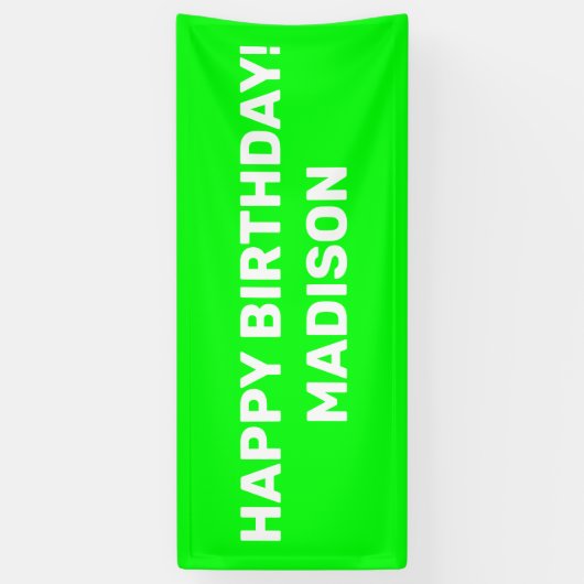 Aangepaste naam tekst neon groen scherm verjaardag spandoek (Verticaal)