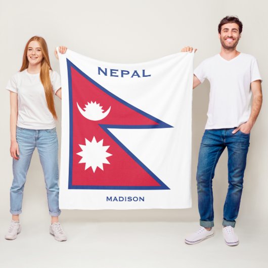 Aangepaste Naam & Tekst Nepal Vlag Fleece Deken (In situ)