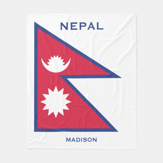 Aangepaste Naam & Tekst Nepal Vlag Fleece Deken (Voorkant)