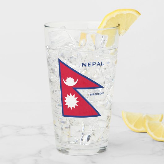 Aangepaste Naam & Tekst Nepal Vlag Glas (Achterkant ijs)