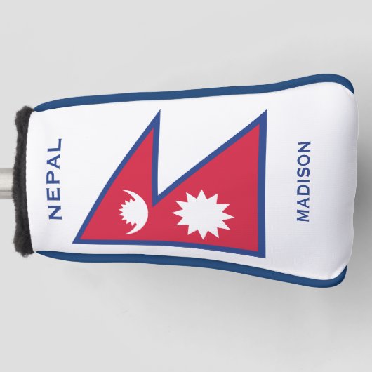 Aangepaste Naam & Tekst Nepal Vlag Golfheadcover (Voorkant)