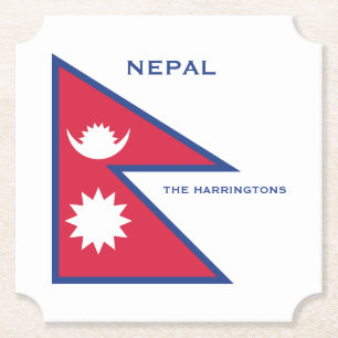 Aangepaste Naam & Tekst Nepal Vlag Kartonnen Onderzetters