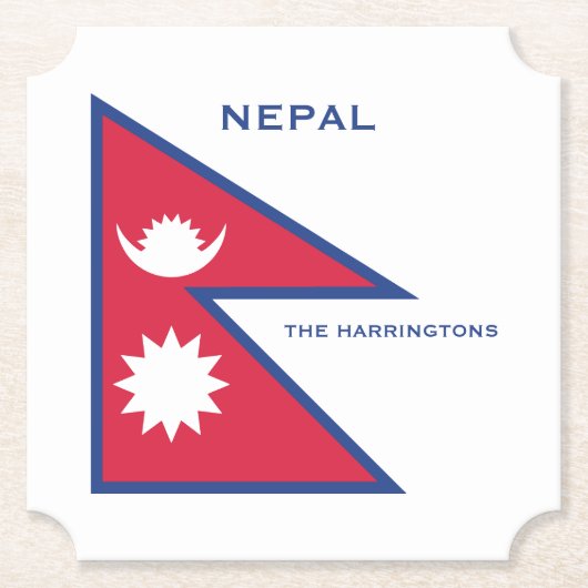 Aangepaste Naam & Tekst Nepal Vlag Kartonnen Onderzetters (Voorkant)