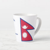Aangepaste Naam & Tekst Nepal Vlag Latte Mok (Rechterhoek)