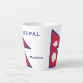 Aangepaste Naam & Tekst Nepal Vlag Latte Mok (Voorkant)