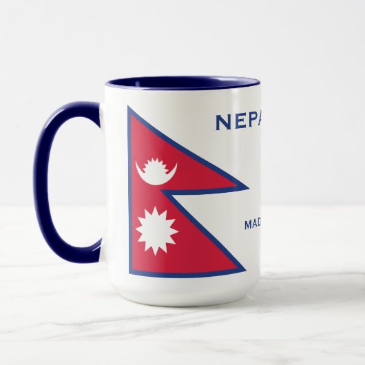 Aangepaste Naam & Tekst Nepal Vlag Mok (Links)