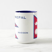 Aangepaste Naam & Tekst Nepal Vlag Mok (Midden)