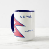 Aangepaste Naam & Tekst Nepal Vlag Mok (Voorkant links)