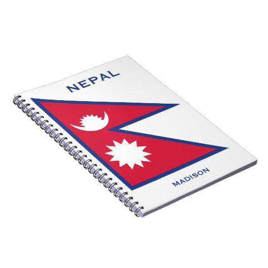 Aangepaste Naam & Tekst Nepal Vlag Notitieboek (Rechterzijde)