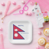 Aangepaste Naam & Tekst Nepal Vlag Papieren Bordje (Feest)