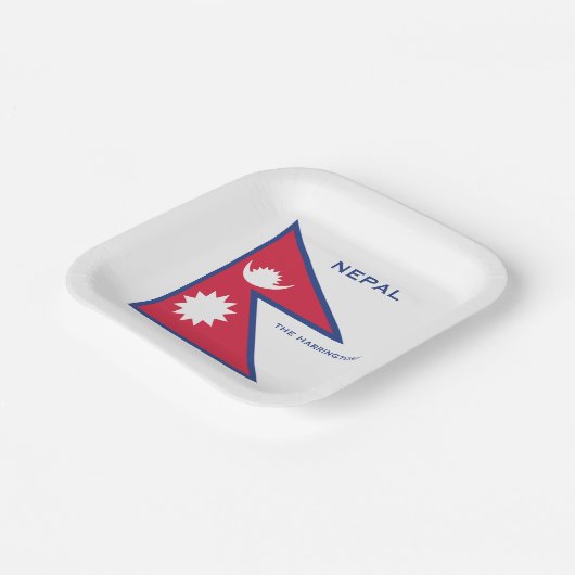 Aangepaste Naam & Tekst Nepal Vlag Papieren Bordje (Gebogen)