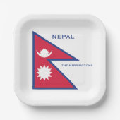 Aangepaste Naam & Tekst Nepal Vlag Papieren Bordje (Voorkant)
