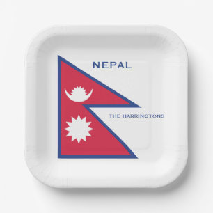 Aangepaste Naam & Tekst Nepal Vlag Papieren Bordje