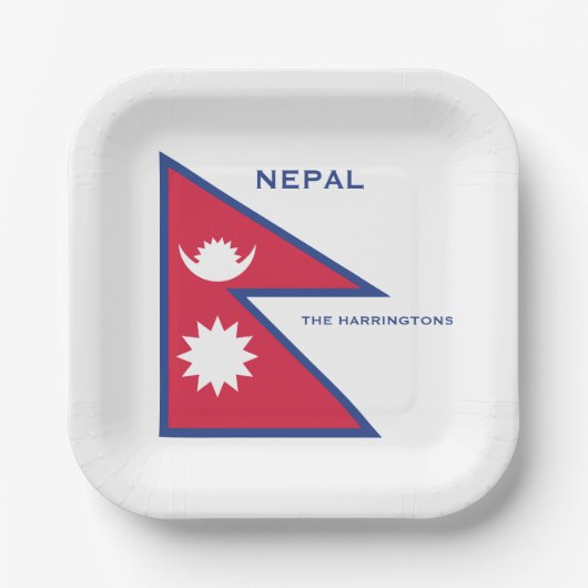 Aangepaste Naam & Tekst Nepal Vlag Papieren Bordje (Voorkant)