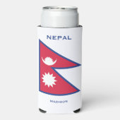 Aangepaste Naam & Tekst Nepal Vlag Seltzer Blikjeskoeler (Seltzer Achterkant)