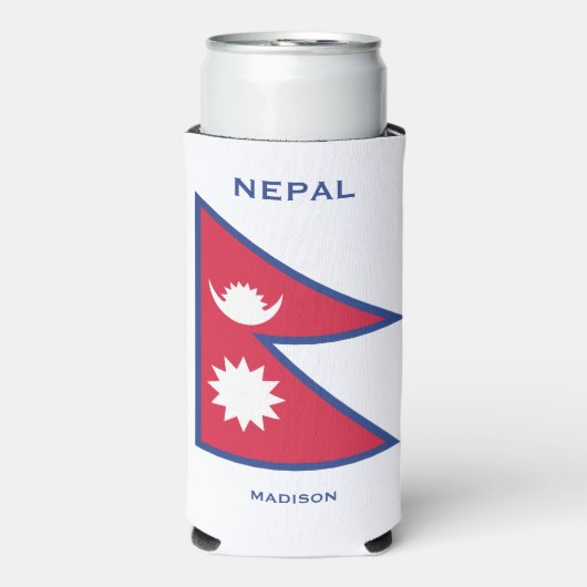 Aangepaste Naam & Tekst Nepal Vlag Seltzer Blikjeskoeler (Seltzer Voorkant)