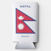 Aangepaste Naam & Tekst Nepal Vlag Seltzer Blikjeskoeler (Achterkant)