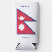 Aangepaste Naam & Tekst Nepal Vlag Seltzer Blikjeskoeler (Voorkant)