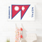 Aangepaste Naam & Tekst Nepal Vlag Spandoek (Insitu)