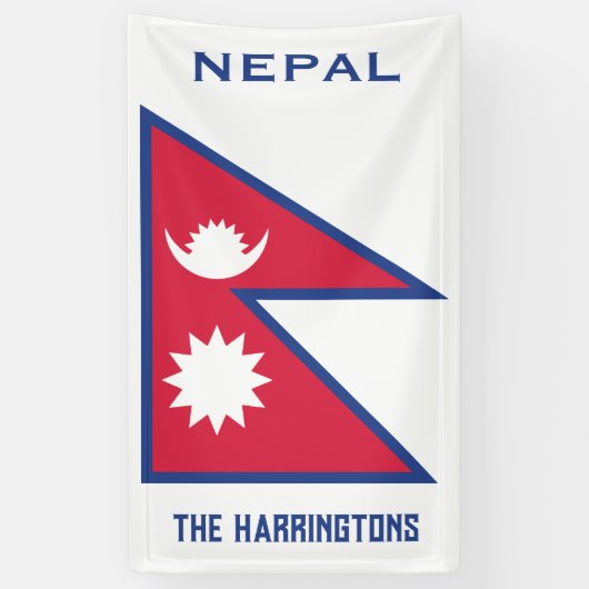 Aangepaste Naam & Tekst Nepal Vlag Spandoek (Verticaal)