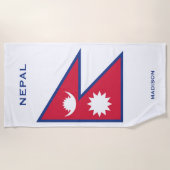 Aangepaste Naam & Tekst Nepal Vlag Strandlaken (Voorkant)