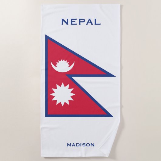 Aangepaste Naam & Tekst Nepal Vlag Strandlaken (Voorkant)