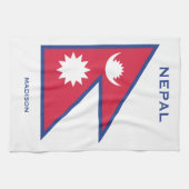 Aangepaste Naam & Tekst Nepal Vlag Theedoek (Horizontaal)