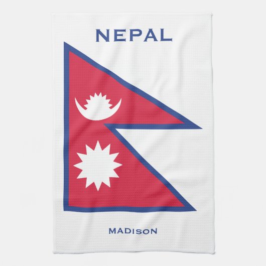 Aangepaste Naam & Tekst Nepal Vlag Theedoek (Verticaal)