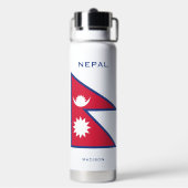 Aangepaste Naam & Tekst Nepal Vlag Waterfles (Achterkant)