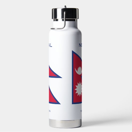 Aangepaste Naam & Tekst Nepal Vlag Waterfles (Rechts)