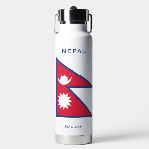 Aangepaste Naam & Tekst Nepal Vlag Waterfles